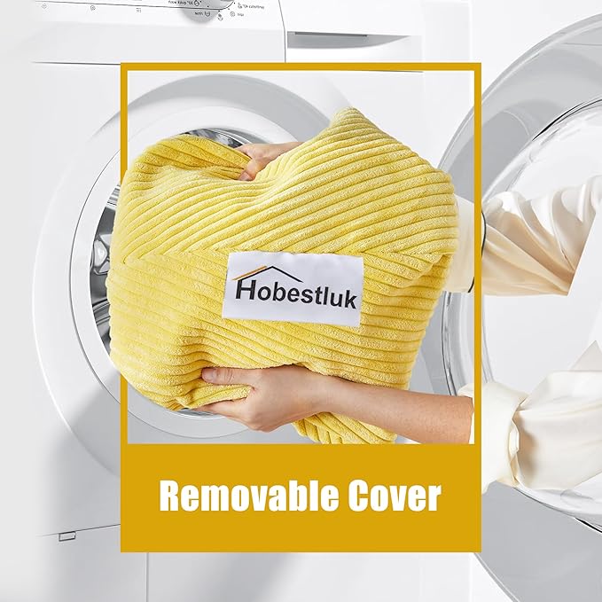 Hobestluk 3.5FT Bean Bag Chair Adult Bean Bag Chair Large Bean Bag Chair with Filler Included Teardrop Bean Bag with Removable Cover for Bedroom Living Room - (Large, Yellow)