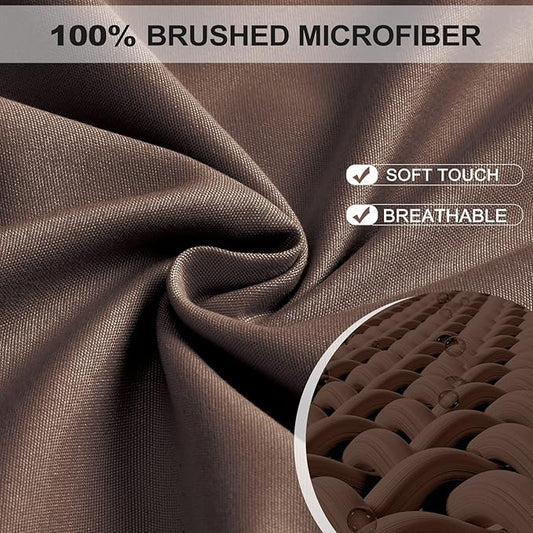 FreshCulture Queen Fitted Sheet - Hotel Quality, Ultra Soft & Breathable Brushed Microfiber, Deep Pocket, Cooling Fitted Sheets for Queen Size Bed (Brown)