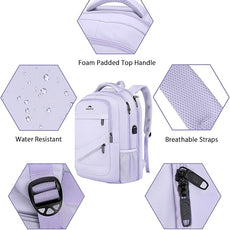 MATEIN Large 17 Inch Laptop Backpack for Women, Lightweight Travel Backpack Fits College School Essentials, Anti Theft Work Commute Nursing Computer Bag TSA Approved for Weekender Trip, Light Purple