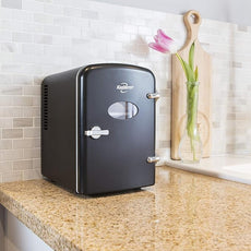 Koolatron Mini Fridge - 6 Can Refrigerator for Bedroom Office, Portable Table Top Beverage Cooler, 12V 110V Refrigerador For Drinks, Soda, Wine, Use In Car, Dorm, Outdoor, Patio