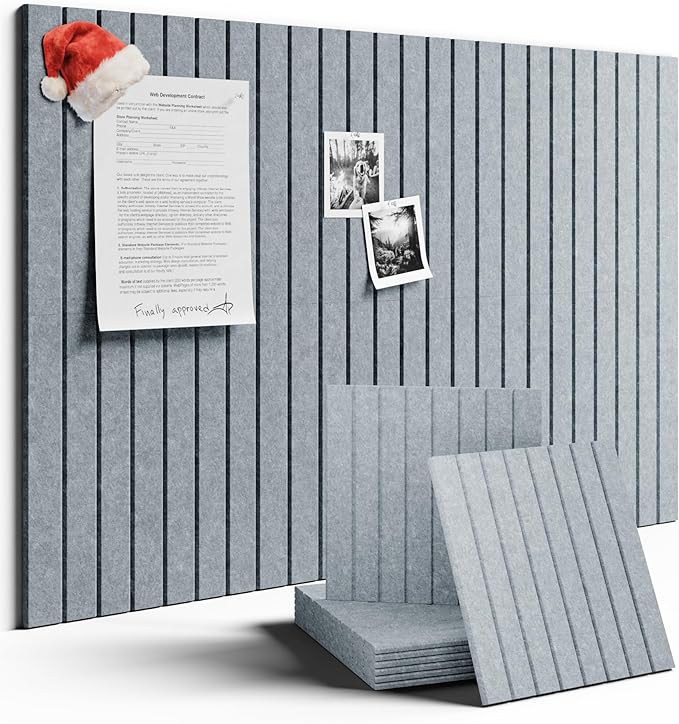 Large Felt Bulletin Board 36"x24" Cork Board Alternative - 6 Pack with 40 Safe Removable Adhesive Tabs, Cork Boards for Walls Cork Board for Home Office Classroom Pin Board-Blue Gray