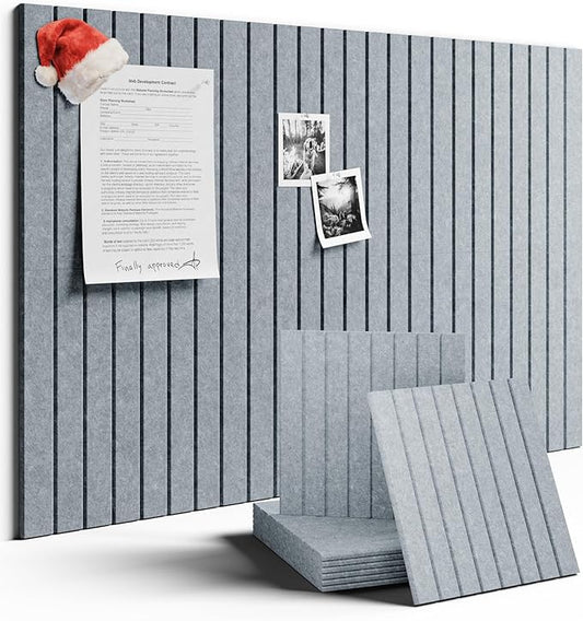 Large Felt Bulletin Board 36"x24" Cork Board Alternative - 6 Pack with 40 Safe Removable Adhesive Tabs, Cork Boards for Walls Cork Board for Home Office Classroom Pin Board-Blue Gray