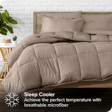 Bare Home Bed-in-A-Bag 7 Piece Comforter & Sheet Set - King - Goose Down Alternative - Ultra-Soft 1800 Premium - Bed Set (King, Taupe/Taupe)