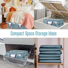 VENO 2 Pack Moving Bags, Christmas Storage Bins, Moving Boxes Alternative, Comforter and Blanket Storage Bags, College Dorm Packing Supplies, Foldable Heavy-Duty Tote (Shiny Light Blue, 2 Pack)