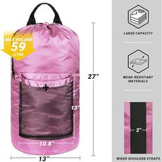 Laundry Bag with Shoulder Straps and Mesh Pocket Laundry Backpack Large Portable Laundry Hamper for College Laundromat Apartment
