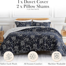 Southshore Fine Living, Inc. King Size Duvet Cover Set, Reversible, Premium Quality Microfiber King Bedding Set, Easy Care - 1 King/California King Duvet Cover, 2 Shams - Botanical Leaves Blue
