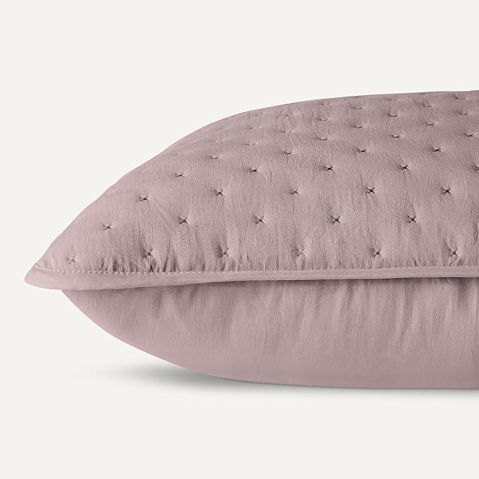 Amazon Basics Brushed Microfiber Quilt Set, Extra Soft with Natural Texture, 3-Piece,King, Purple