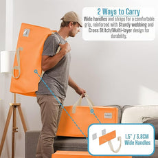 VENO 10 Pack Moving Bags w/Backpack Straps, Heavy Duty, Moving Boxes Alternative, Packing Supplies, Large Storage Totes for Dorm Room Essentials with Zipper (Seasonal Autumn Orange, 10 Pack)