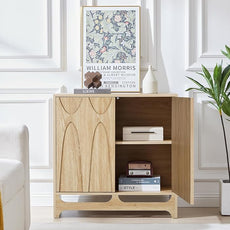 Sideboard Buffet Cabinet with Storage, 31.5” Mid Century Modern Storage Cabinet with Adjustable Shelf and 2 Doors for Dining Room, Living Room,Entry