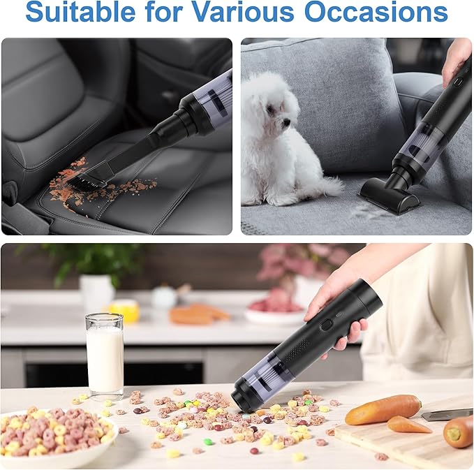 Handheld Vacuum Cleaner Cordless, Desk Vacuum Cleaner Compressed Electric Air Duster 12000Pa Suction, Portable Vortex Vacuum Dust Buster Air Blower for Computer, Keyboard, Car, Pet Hair Cleaning