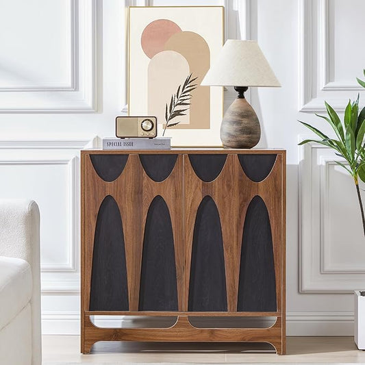 Sideboard Buffet Cabinet with Storage, 31.5” Mid Century Modern Storage Cabinet with Adjustable Shelf and 2 Doors for Dining Room, Living Room,Entry