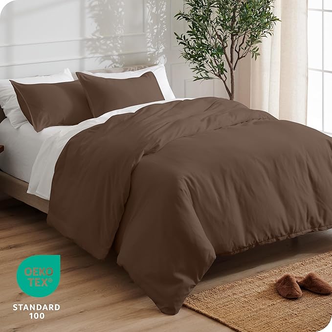 Bare Home Bedding Duvet Cover King Size - Premium 1800 Super Soft Collection - Lightweight, Cooling - Soft Breathable Bedding Duvet Cover (King, Cocoa)