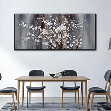 AJAZIKO Large Plum Blossom Canvas Wall Art, Brown Wall Decor, Living Room Cherry Blossom Bedroom Pictures, Framed Artwork, Modern Canvas Paintings, 31x70