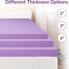 2 Inch Queen Lavender Infusion Memory Foam Mattress Topper for Relaxing Sleep, Ventilated & Pressure Relieving, CertiPUR-US Certified, Medium Firm Topper in a Box, Queen Size, 60
