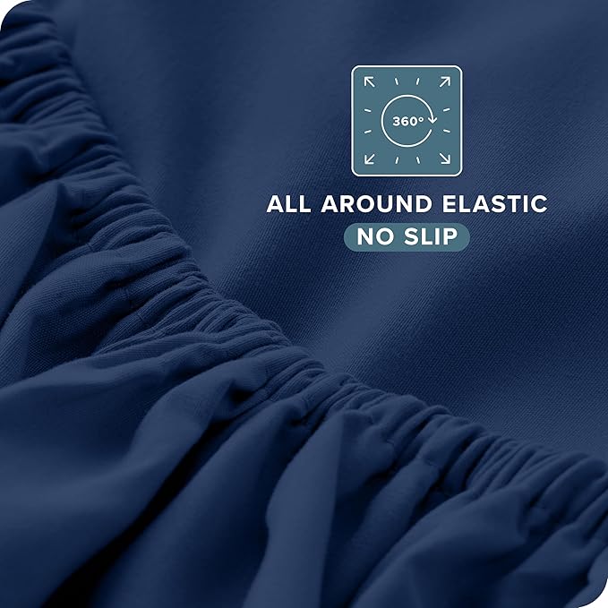 Bare Home Full XL Sheet Set - Luxury 1800 Ultra-Soft Microfiber Full Extra Long Bed Sheets - Double Brushed - Deep Pockets - Easy Fit - 4 Piece Set - Bedding Sheets & Pillowcases (Full XL, Dark Blue) BareHome
