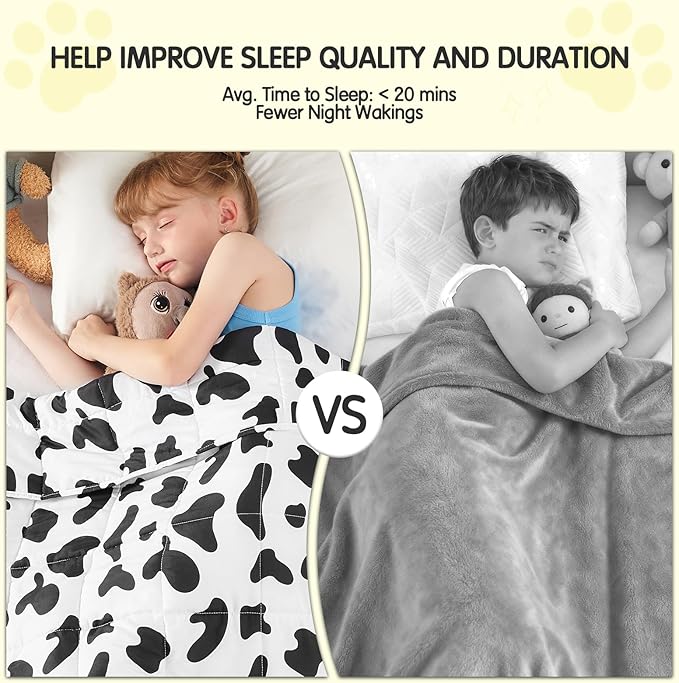 yescool Weighted Blanket 5 Pounds Cooling Weighted Lap Blanket, Cow Print Heavy Blankets, Comfortable Weighted Throw Blanket Gift for 40-60lbs, 36"x48"
