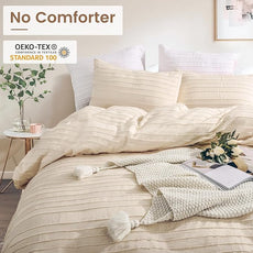 NEXHOME PRO Duvet Cover Full Size,3 Pieces Boho Tufted Duvet Cover Set, Soft and Lightweight Microfiber Comforter Cover Set for All Season (Khaki Full, 80 x 90)-No Comforter