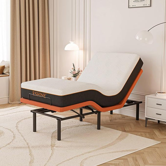 ESHINE Adjustable Bed Frame + 10 Inch Gel Memory Foam Mattress Twin XL Adjustable Bed Bluetooth APP Control, Wireless Remote, Zero Gravity, Anti Snore, Head and Foot Incline, 2000 Series