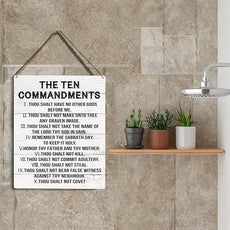 YCYD Inspirational Ten Commandments Wall Art,10 Commandments Wall Decor Poster, Christian Bible Verse Wall Art Religious Home Decor Rustic Wooden Hanging Sign for Living Room Bedroom Office 10x8 IN
