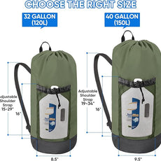 BALEINE 120L Laundry Bag Backpack, 900D Oxford Fabric Large Travel Laundry Bags with Shoulder Straps and 2 Mesh Pockets for College Dorm, Apartment, Laundromat (Green, 120L)