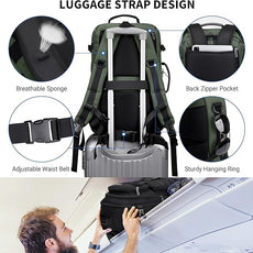 WITZMAN Carry On Travel Backpack for Men Large Convertible 45L Fit 17 Inch Laptop Backpack 3 in 1 Bag for Airline Approved(B688 Army Green)