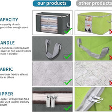 Large Storage Bags, 4 Pack Clothes Storage Bins Foldable Closet Organizers Storage Containers with Durable Handles Thick Fabric for Blanket Comforter Clothing Bedding 90 L (Gray)