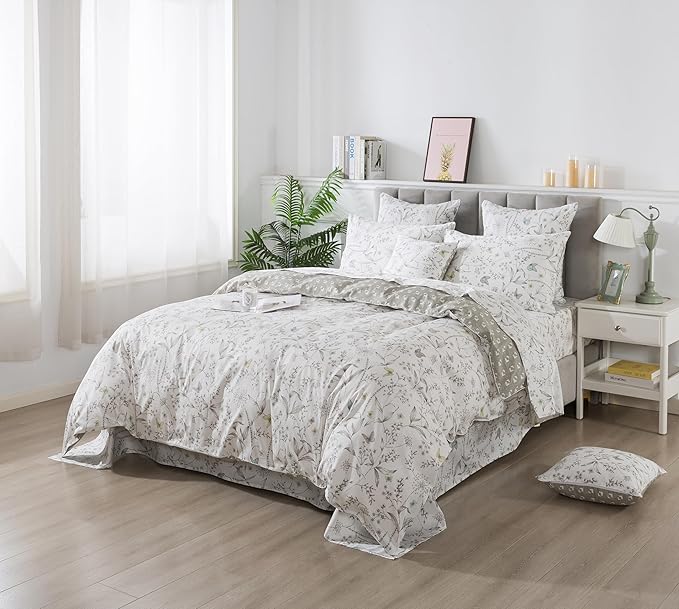 FADFAY Duvet Cover Set Twin Colorful Butterfly Bedding Vintage Botanical Comforter Cover Set Shabby Branches Bedding 100% Cotton Ultra Soft Quilt Cover with Hidden Zipper Closure 3Pcs, Twin Size