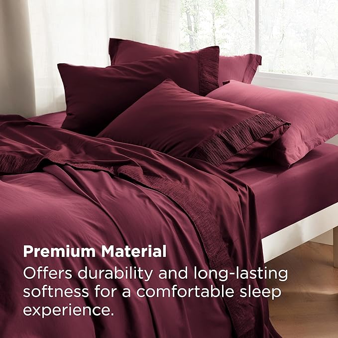 Bedsure Queen Sheet Set - 4 Pieces Soft Queen Size Sheets - Breathable & Cooling - Hotel Luxury - Easy Care Polyester Microfiber Bedding for Women, Men, Red