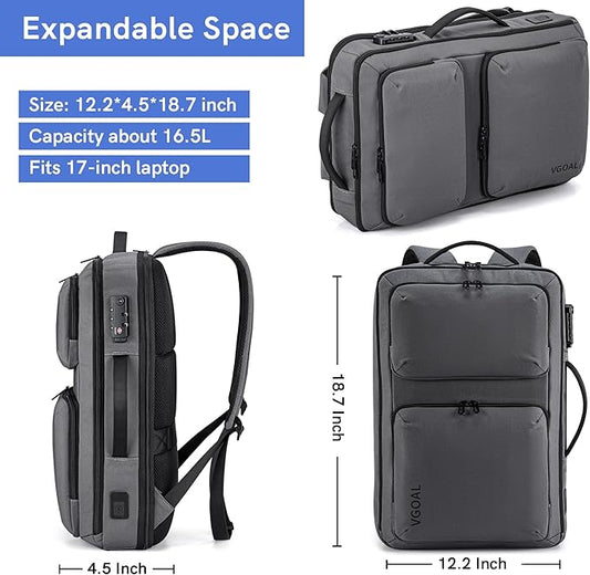 VGOAL Travel Laptop Backpack, Laptop Bookbag College Backpack Durable Water Proof with USB Charging Port for Men Women (FG6317-G)