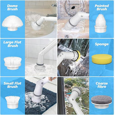 Qimedo Upgrade Rechargeable Electric Scrubber for Cleaning, 45-inch Handheld Spin Scrubber with Extended Long Handle, Cordless Power Dish Scrubber with 6 Brushes for Bathtub Grout Tile Floor