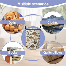 Laundry Basket,Retro Mushrooms Large Canvas Fabric Lightweight Storage Hamper Organizer Dirty Clothes Collapsible Waterproof for College Dorms,Bathroom