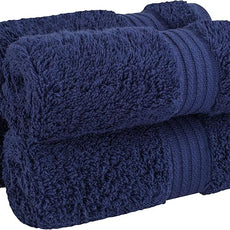Cotton Paradise 100% Cotton Turkish Washcloth Set for Bathroom, 4 Piece Soft Absorbent Small Hand Face Towels Wash Rags, Navy Blue