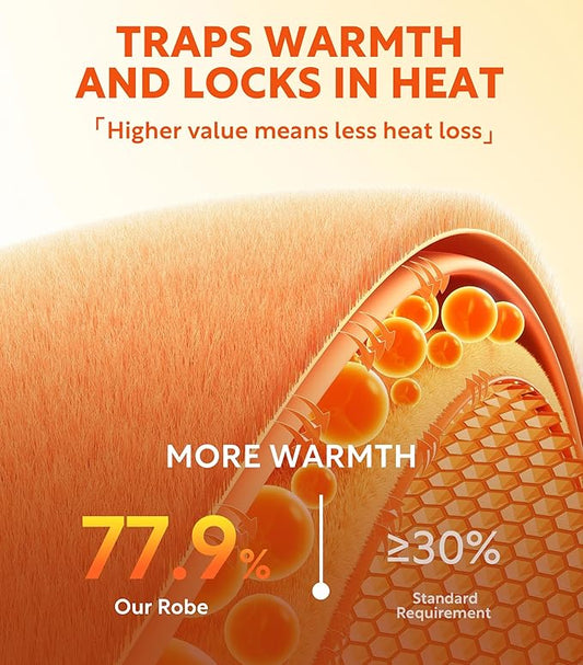 DAVID ARCHY Men's Hooded Robe Soft Coral Fleece Microfiber Bathrobe