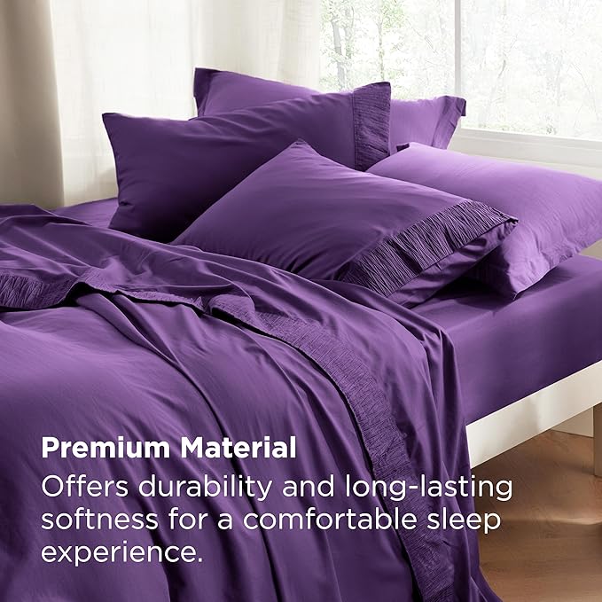 Bedsure Full Size Bed Sheets - 4 Pieces Soft Full Sheet Set - Breathable & Cooling - Hotel Luxury - Easy Care Polyester Microfiber Bedding for Women, Men, Purple