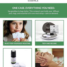 Essence Pearl Travel Case - Wearable Aromatherapy Kit with Nasal Diffuser Rings, Soaking Bay, and 5mL Essential Oil – Portable Wellness Gift Set for On?The?Go Self Care