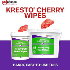 SC Johnson Professional Kresto Cherry Wipes for Heavy Duty Cleaning, 4-Pack of 130-count Buckets, Hand Cleaning Wipes for Mechanics and Other Professional Use