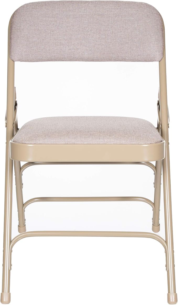 OEF Furnishings OEF2300 Series Heavy-Duty Premium Fabric Padded Upholstery Double-Hinged Triple-Braced Folding Chairs (4-Pack, French Beige)
