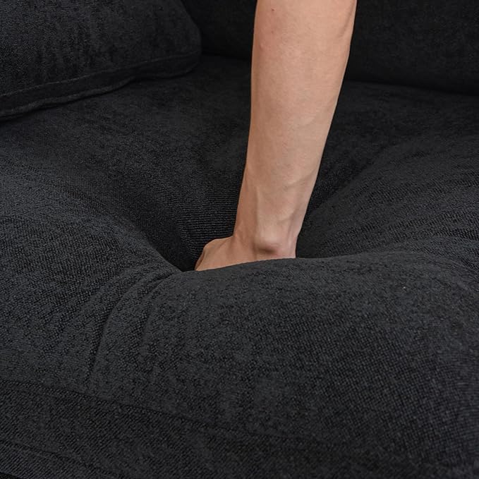 Cloud Modular Sectional Sofa Couch,120.45" U Shaped Convertible Couches with Storage Ottoman for Living Room,Minimalist Deep Sofa Couches,Sofa Covers Washable&Replaceable(Black)