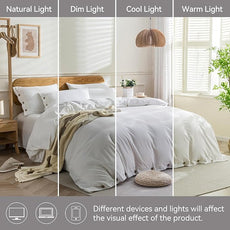 JELLYMONI Cotton Duvet Cover Full Size - Bright White Comforter Cover with Button 100% Washed Cotton 3PCS Breathable Soft Solid Bedding Set Duvet Cover 80×90in & 2 Pillowcases (NO Comforter)