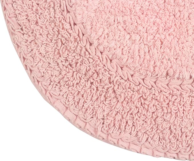 Home Weavers Double Ruffle Collection 100% Cotton Bathroom Rugs Set, Washable Rug, Extra Soft and Absorbent Bath Rug, Kitchen Mat, Bath Mat Set, Bath Floor Mat Non Slip, 20"x20" Contour, Pink