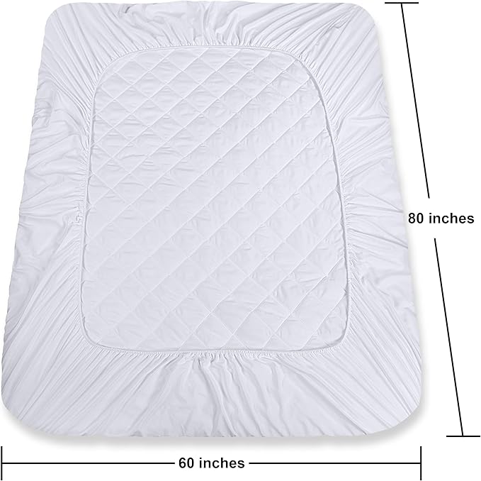 Utopia Bedding Quilted Fitted Mattress Pad, Queen Size, Elastic Fitted Mattress Topper Protector and Cover with Deep Pocket Stretches up to 16 Inches, Machine Washable (White, Pack of 10)