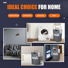 Caroeas Super Large 150L Laundry Basket Pro, Waterproof Laundry Hamper, Collapsible Laundry Basket Easy Storage, Clothes Hamper Stands Up Well, Laundry Bag with Padded Handles (Dark Grey)