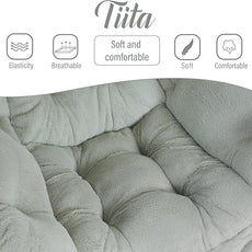 Tiita Lazy Chair with Ottoman, Modern Large Accent Lounge Armchair, Comfy Leisure Sofa Reading Chair with Footrest for Bedroom, Living Room, Dorm Rooms, Garden and Courtyard, Plush Green