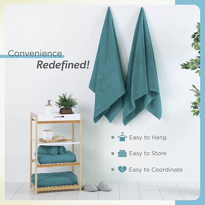 Martex 2-Pack Ultimate Performance Bath Sheet Set – 100% Cotton – 33” x 65” – Extra Large Bath Towels – Versatile – Low-Linting – Supersoft Bathroom Set – Super Absorbent – Easy Care – Larkspur Teal
