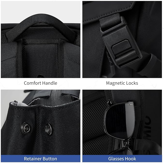 OIWAS Backpack for Men, 16 Inch Laptop Backpack for Men with Magnetic Buckle, Water-Resistant Travel Laptop Backpack
