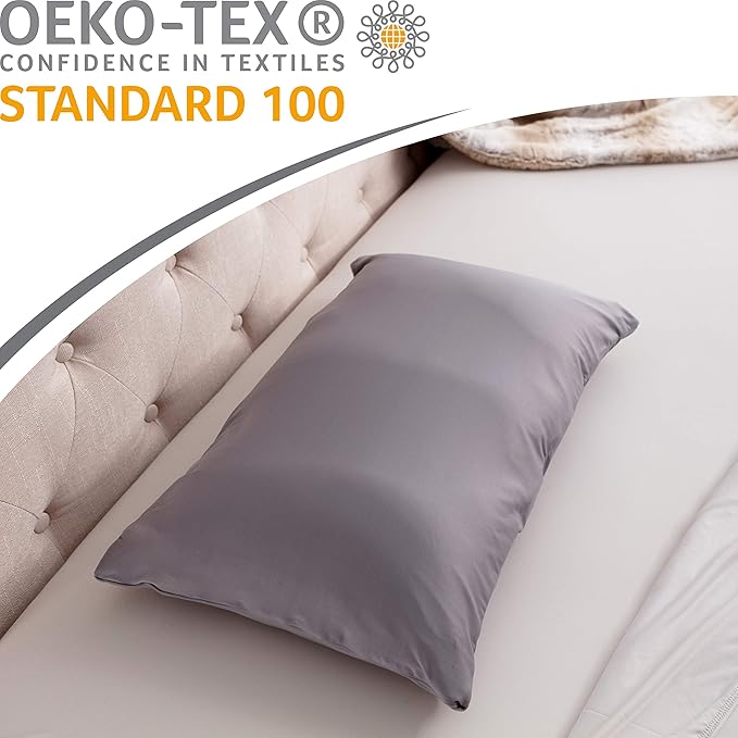 Cover Only for Premium Microbead Bed Pillow, Small Extra Smooth - Ultra Comfortable Sleep with Silk Like Anti Aging Cover 85% Spandex/ 15% Nylon Breathable, Cooling Stone Grey
