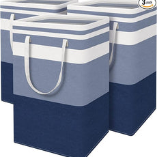 BlissTotes 3-Pack Laundry Basket, Freestanding＆Waterproof Laundry Hamper, Collapsible Tall Clothes Hamper with Easy Carry Handles for Clothes, Towels in the Family and Dorm,Gradient Blue,88L