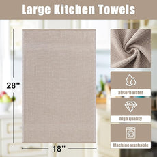 Homaxy Premium Kitchen Towels(18”x 28”, 6 Pack), Large Cotton Kitchen Hand Towels, Flat and Terry Dish Towels, 380 GSM Highly Absorbent Tea Towel Set with Hanging Loop, Khaki