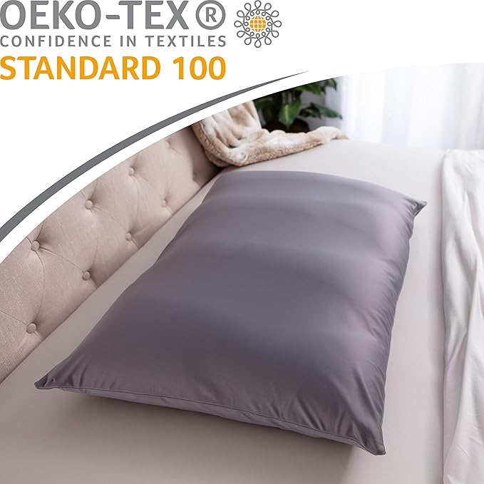 Cover Only for Premium Microbead Bed Pillow, X-Large Extra Smooth - Ultra Comfortable Sleep with Silk Like Anti Aging Cover 85% Spandex/ 15% Nylon Breathable, Cooling Stone Grey