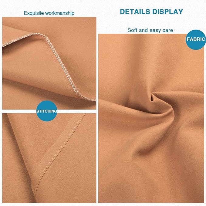 FLXXIE Microfiber Pillow Cases Queen Size Set of 2, Soft Pillowcases with Envelope Closure, Wrinkle Resistant Pillow Covers, 20x30, Tan